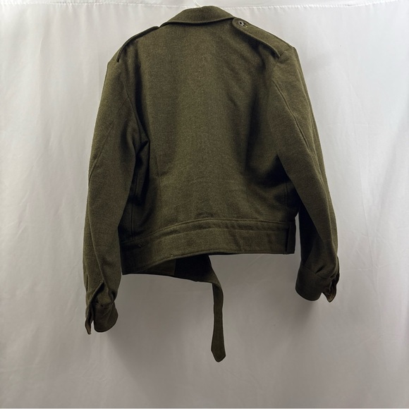 Vintage 1950s Women’s Ladies Tweed Wool Style Jacket Size 9 Green Military Style - Picture 10 of 11